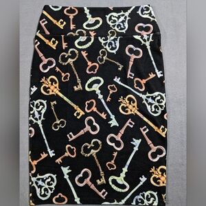 Lularoe pull on‎ cassie skirt Small skeleton key polyester spandex